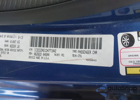 2013 Dodge Avenger Se V6 z USA, uszkodzony, nr VIN 1C3CDZAG1DN771842